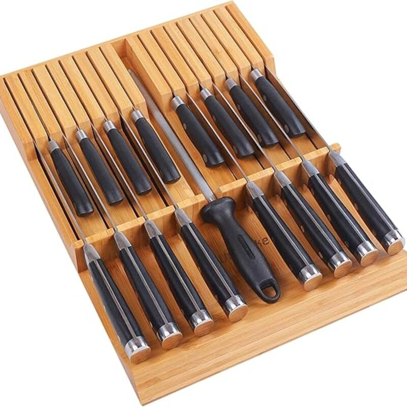 Utoplike In-drawer Knife Block Bamboo Kitchen Knife Drawer