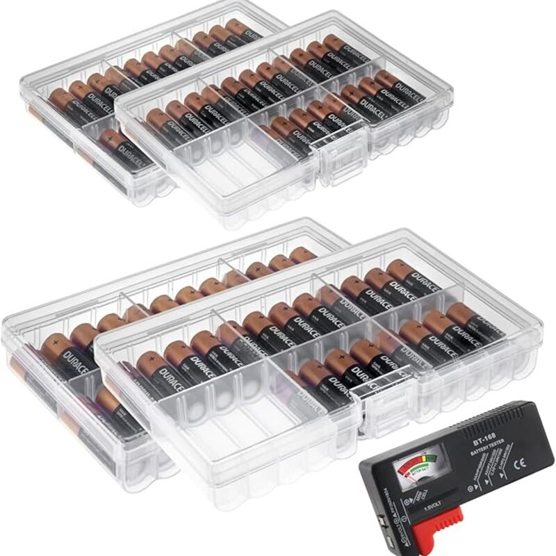 GlossyEnd Set of 4 - Two AA and Two AAA Battery Storage Box,