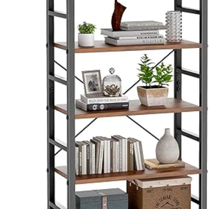 DUMOS 5 Tiers Bookshelf, Classical Modern Book Shelf, Tall