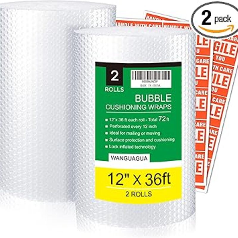 wanguagua 2 Pack 12 Inch x 72 ft Total Bubble Packing Wrap