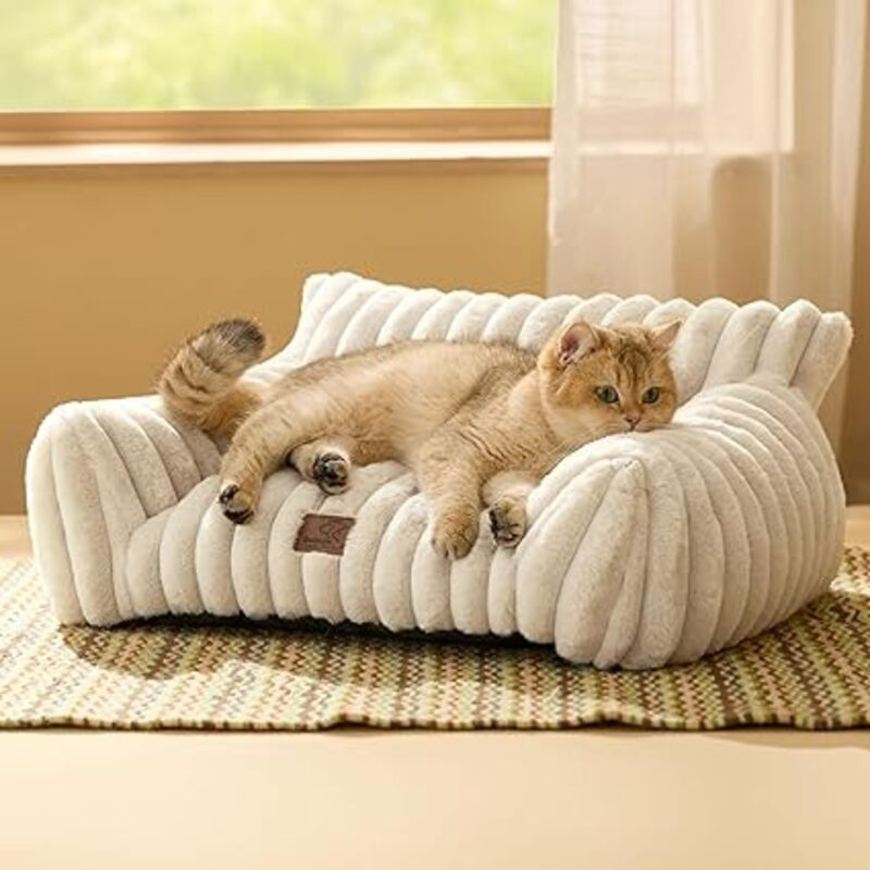 Bedsure ComfyFleece Cute Cat Couch for Pets - Fluffy Cat