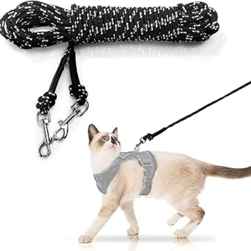Extra Long Cat Leash for Yard, Lightweight Outdoor Cat Leash
