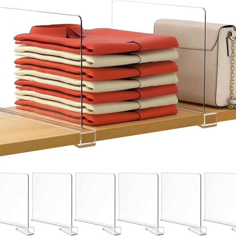 HBlife 6 Pack Closet Organizers and Storage, Clear Shelf