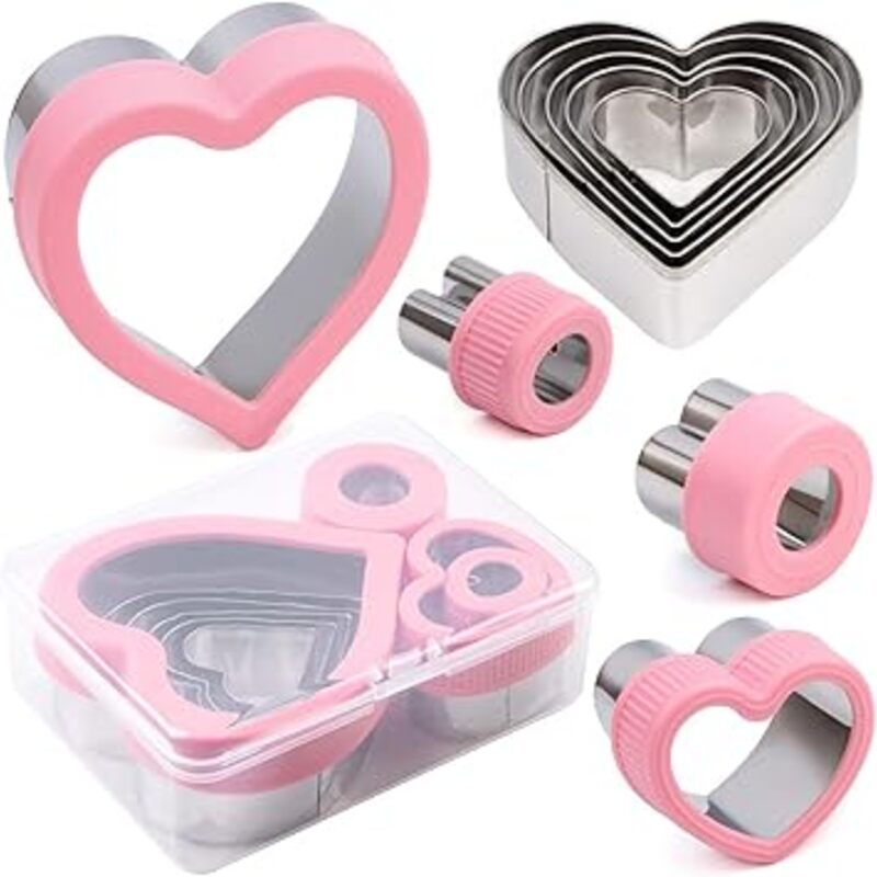 Heart Cookie Cutter Set,9 Piece Heart Shapes Stainless Steel