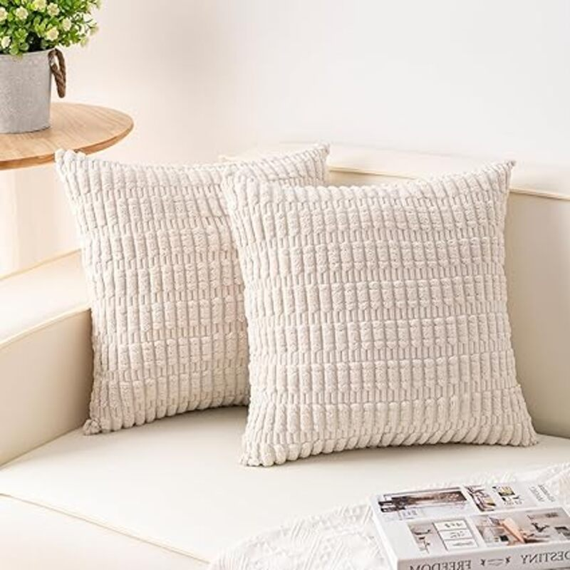 Pack of 2 Corduroy Decorative Throw Pillow Covers 18x18 Inch