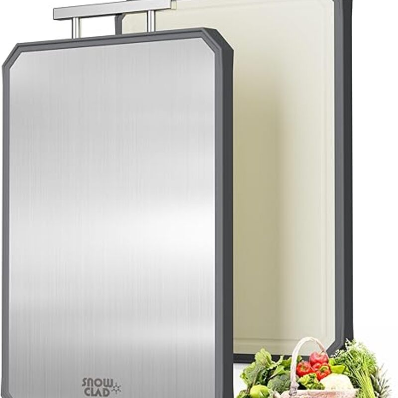 SNOWCLAD Stainless Steel Cutting Board,Double Sided Steel