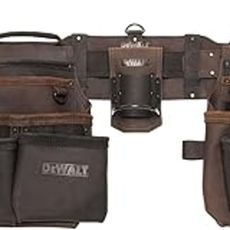DEWALT Leather Tool Belt Organizer with 18 Pockets, Heavy