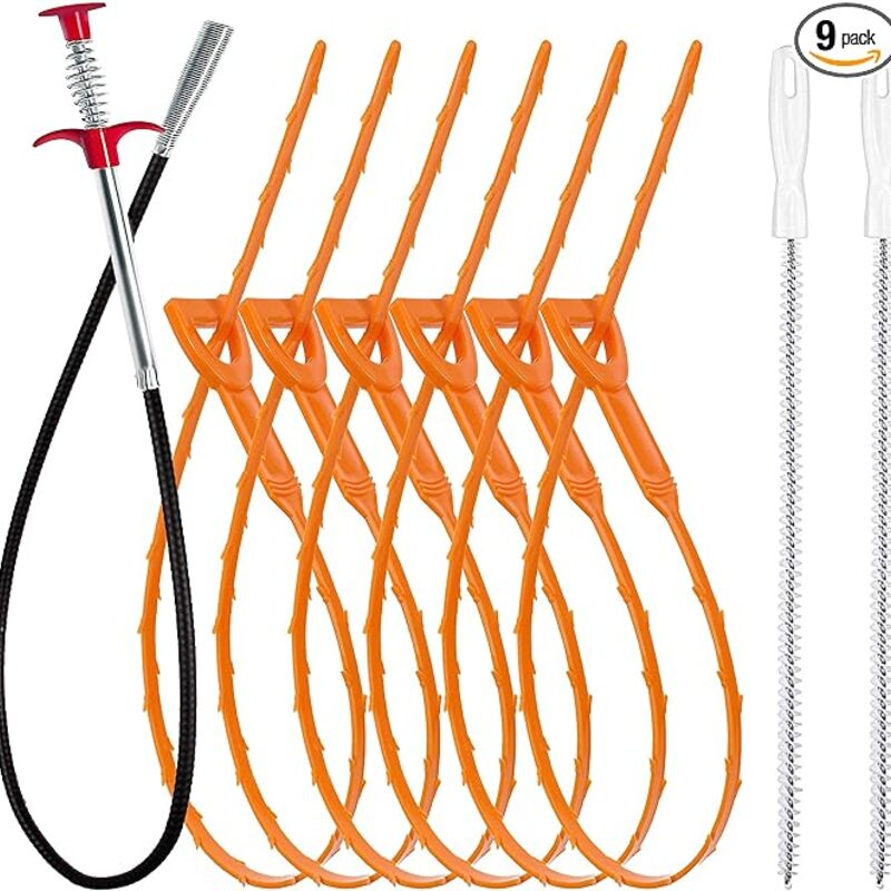 35.5inch Drain Clog Remover(1pcs), 25inch Drain Snake Hair