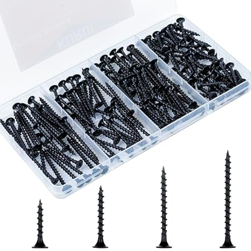 KURUI Drywall Screws Assortment Kit, #6 Black Wood Screws