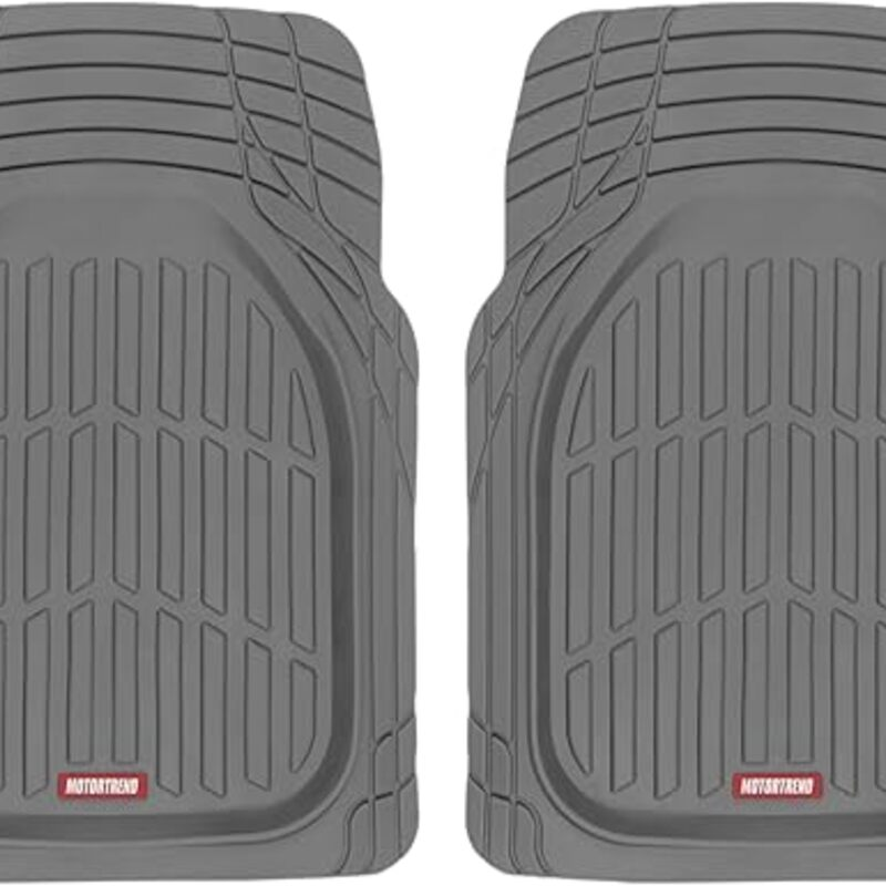 Motor Trend 2 Piece Front Car Floor Mats- Gray FlexTough