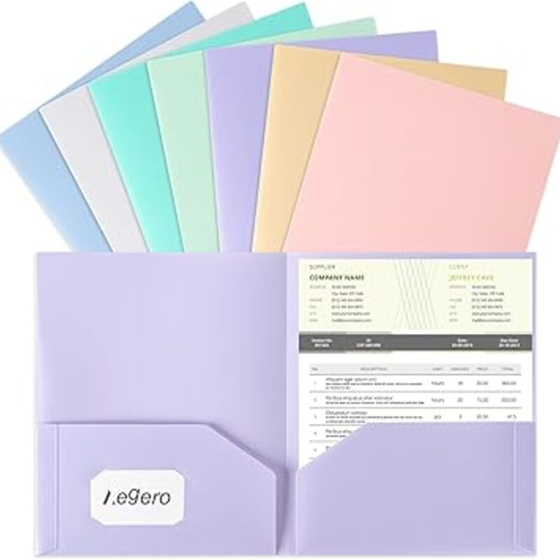 Plastic Folders with Pockets (7 Pack, Sweet Colors), Durable