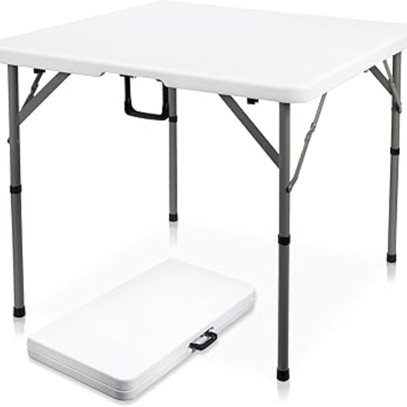 34" Square Folding Card Table, Fold-in-Half Utility Dining