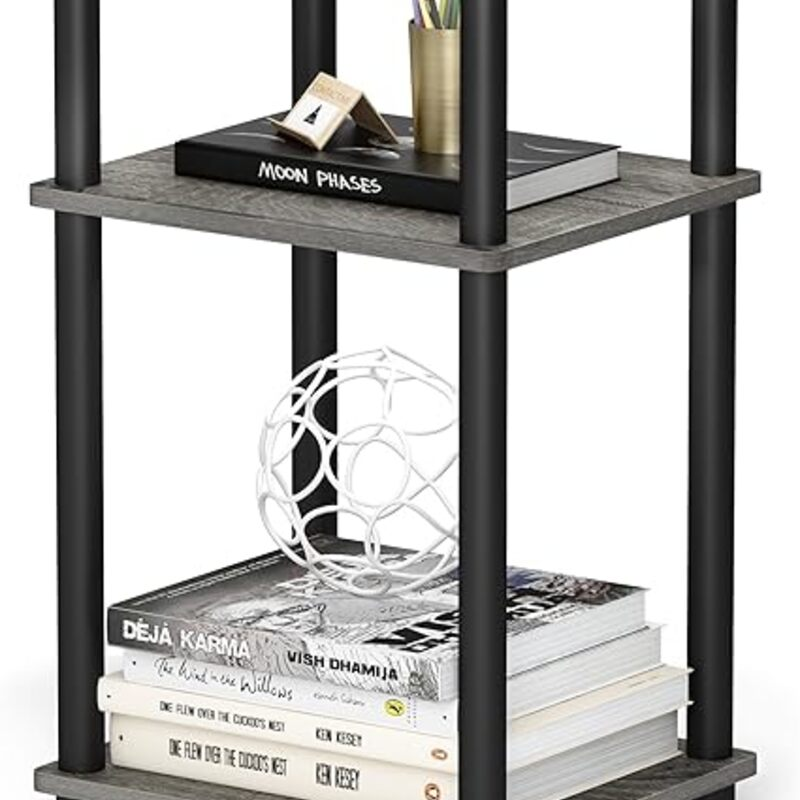 Furinno JUST Side Table, 3-Tier End Table, Open Shelves