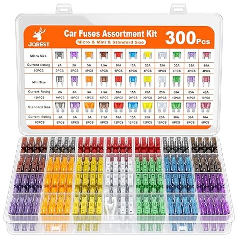 JOREST 300Pcs Car Fuse Assortment Kit, 160 Mini Blade