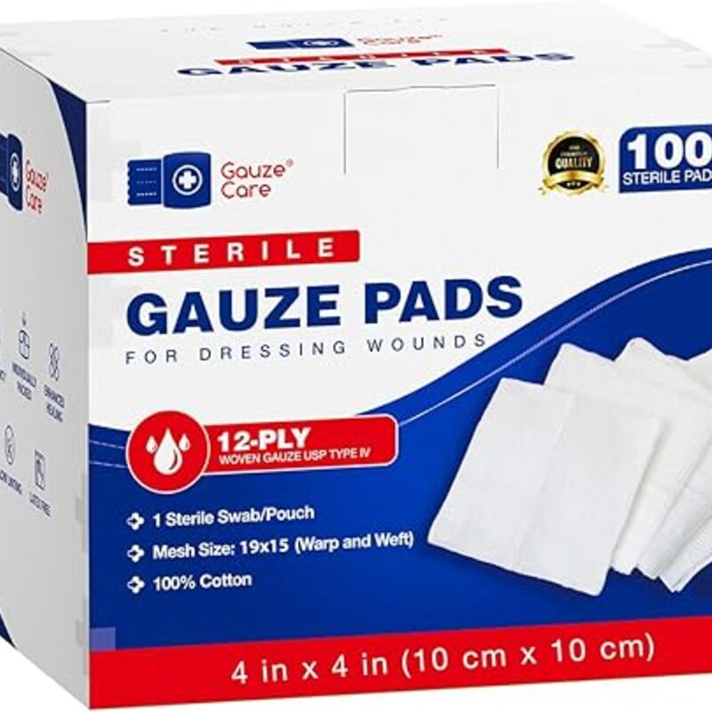 100pc Large Sterile Gauze Pads 4x4 Sterile for Wounds Bulk -