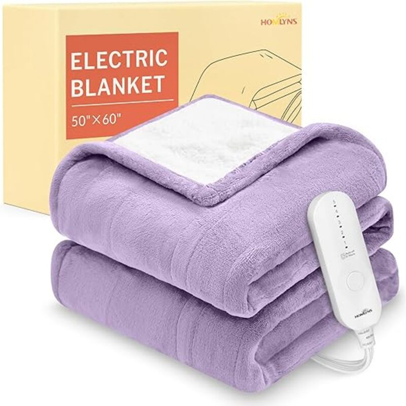 HOMLYNS LuxeHeat Heated Blanket Electric Blanket, Soft