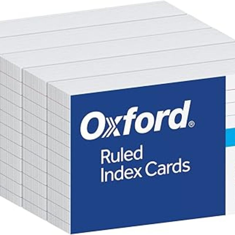 Oxford Index Cards, 3 x 5 Inches, White, Lined on Front,