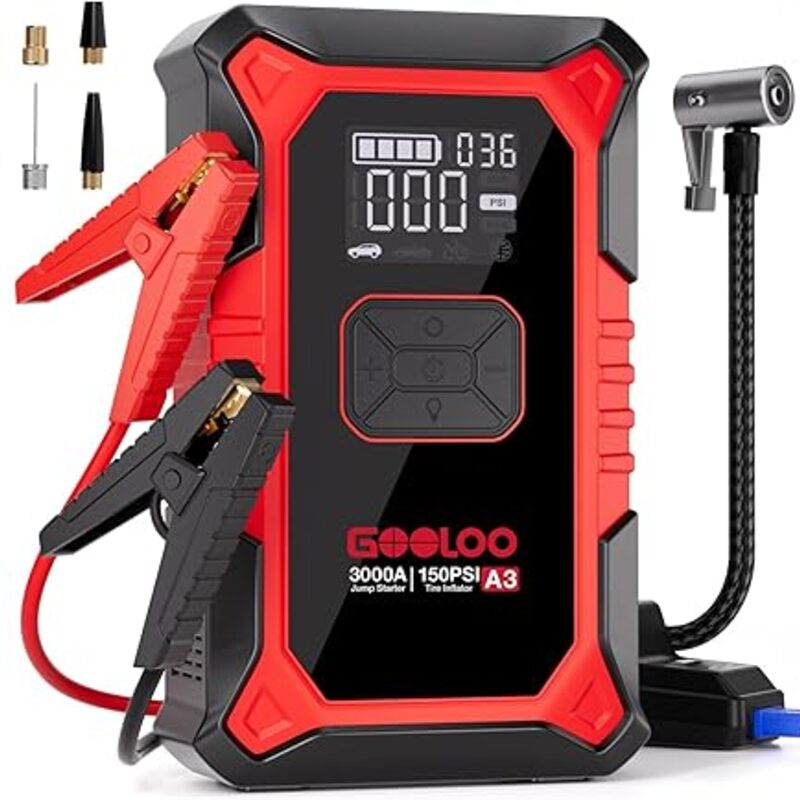 GOOLOO A3 Jump Starter with Air Compressor, 3000A Portable