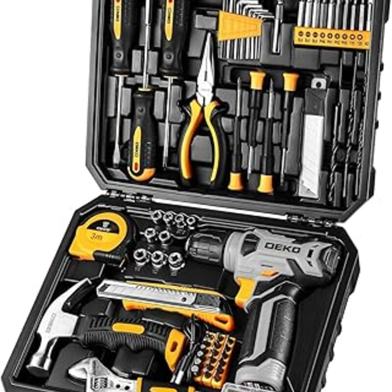 DEKOPRO Tool Set：Tool Kit with 8V Cordless Drill,Tool Box