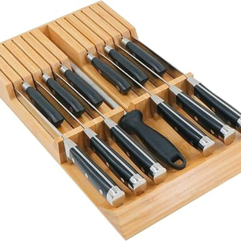 Utoplike in-Drawer Knife Block Bamboo Kitchen Knife Drawer
