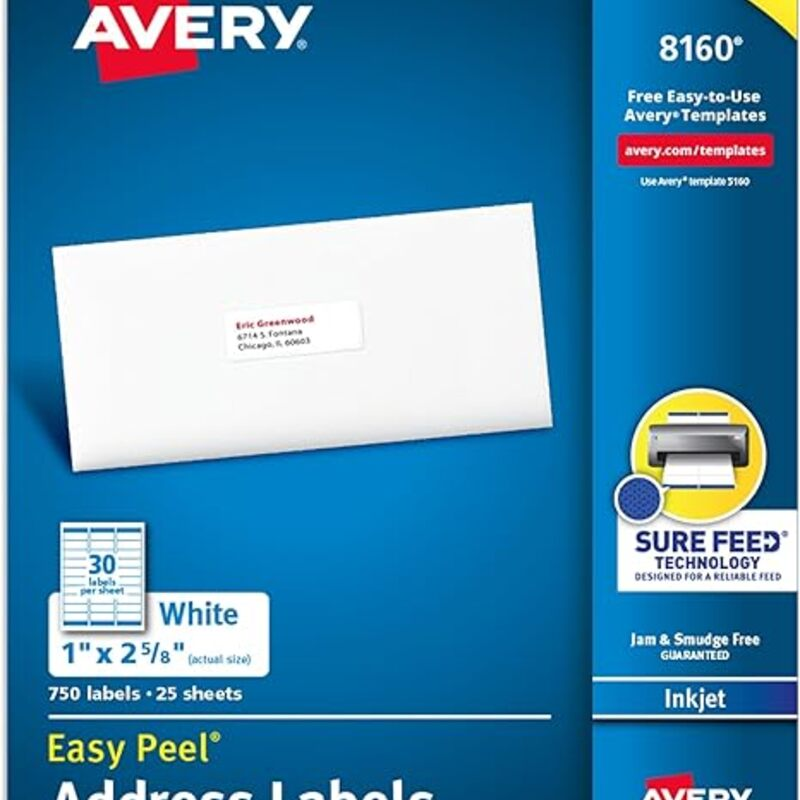 Avery Easy Peel Printable Address Labels with Sure Feed,