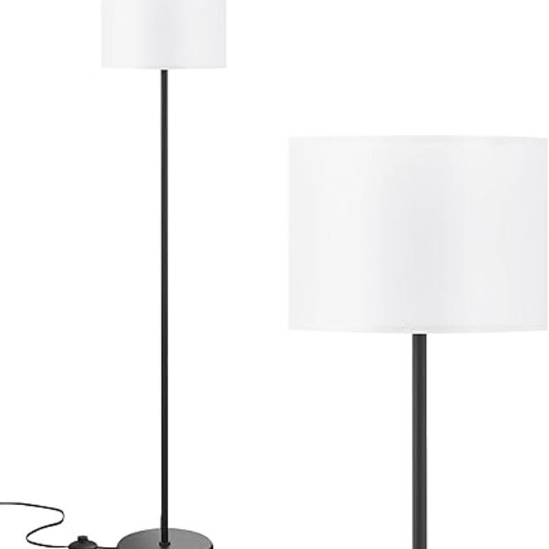 Modern Floor Lamp Simple Design with White Shade, Foot Pedal