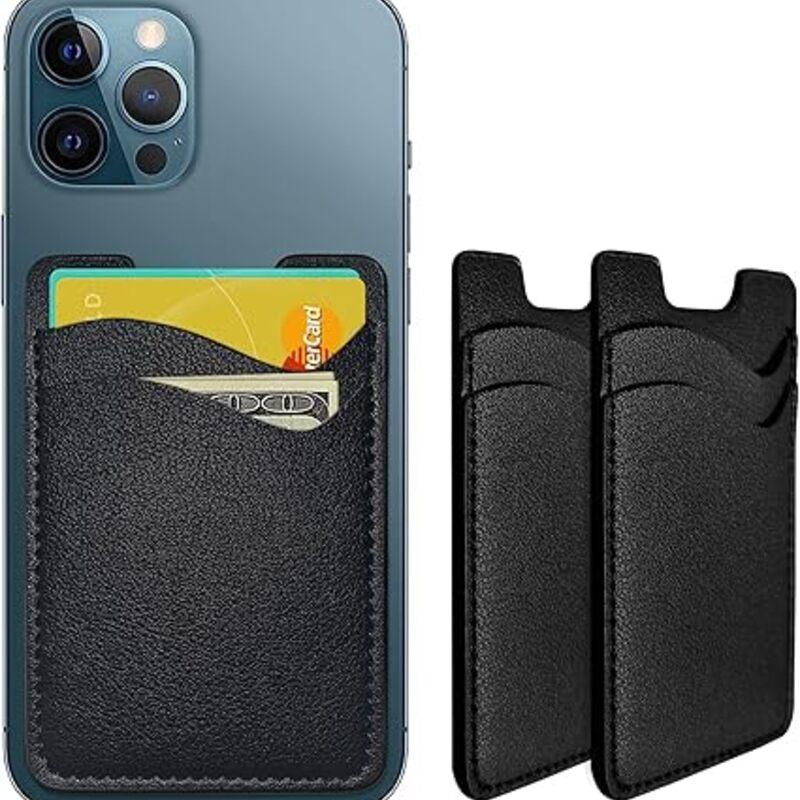Leather Phone Wallet, Stick On Card Holder for Back of Phone