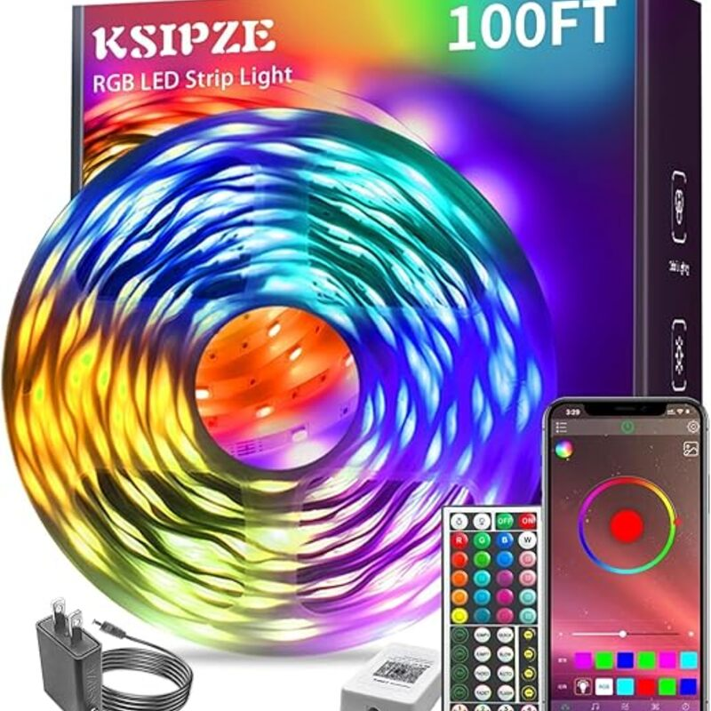 KSIPZE 100ft Led Strip Lights RGB Music Sync Color