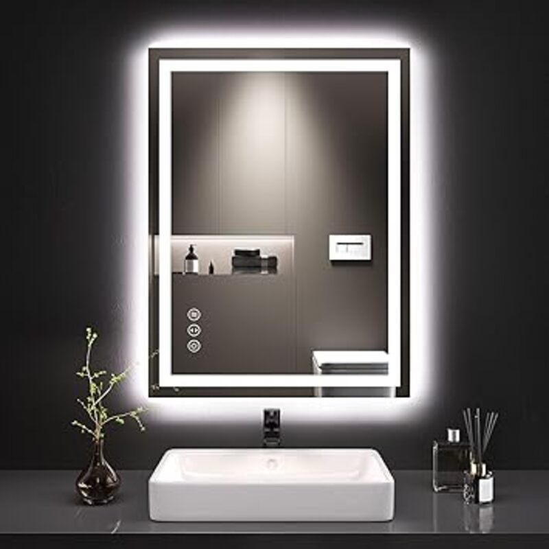 LOAAO 24X32 LED Bathroom Mirror with Lights, Anti-Fog,