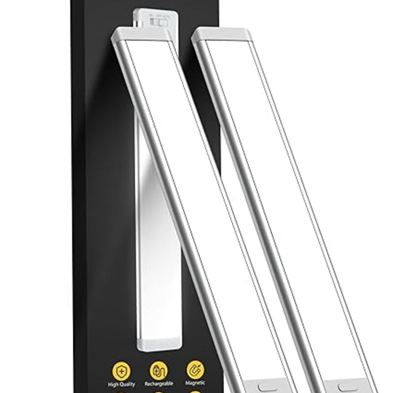 10inch Under Cabinet Lighting, 2 Pack Rechargeable Motion