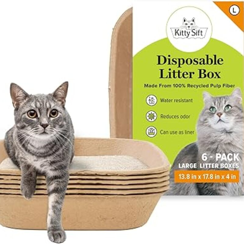 Kitty Sift Disposable Cat Litter Box Large, 6 Count, Durable
