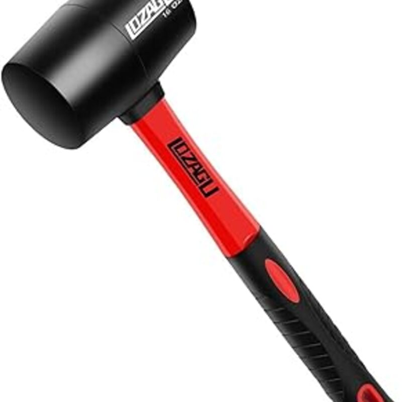 16oz Rubber Mallet Hammer, Fiberglass Handle, Rubber