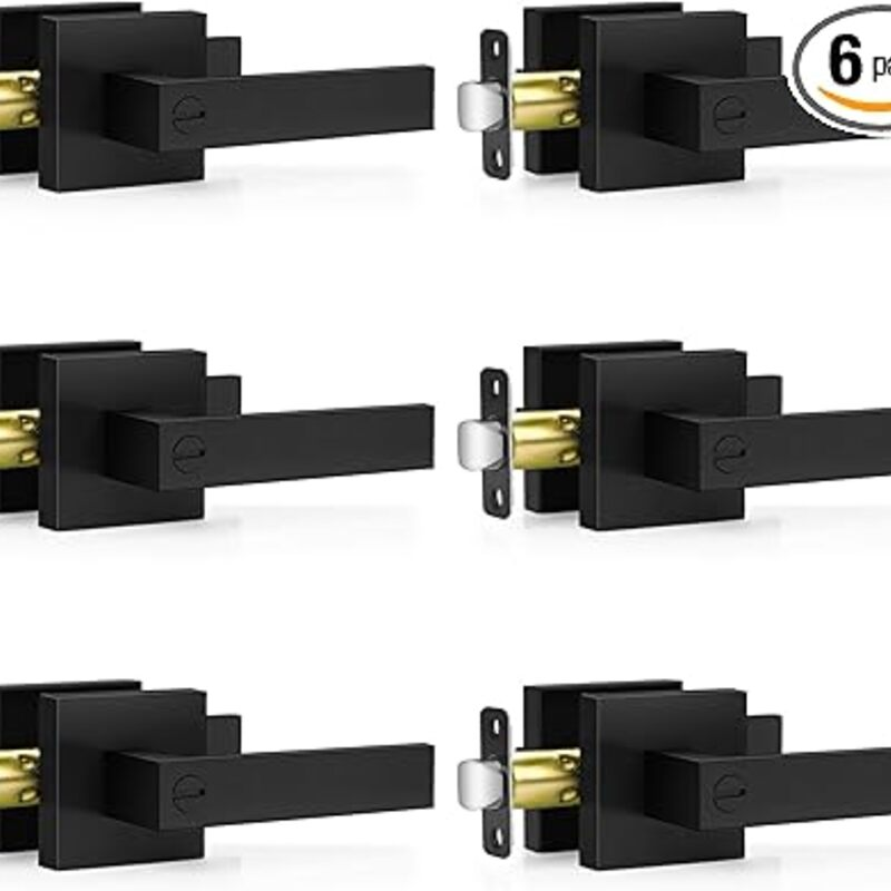 6 Pack Matte Black Door Handles, Keyless Interior Door