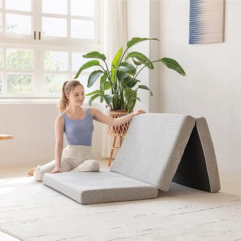 MLILY Tri-Fold Memory Foam Mattress, 4 inch Single Folding