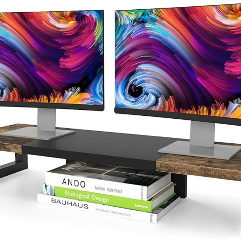 WESTREE Dual Monitor Stand Riser, Wood and Steel