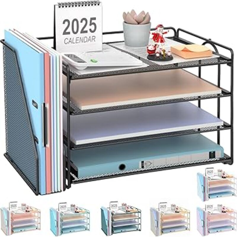 gianotter 4-Tier Paper Organizer With Magazine Holder,
