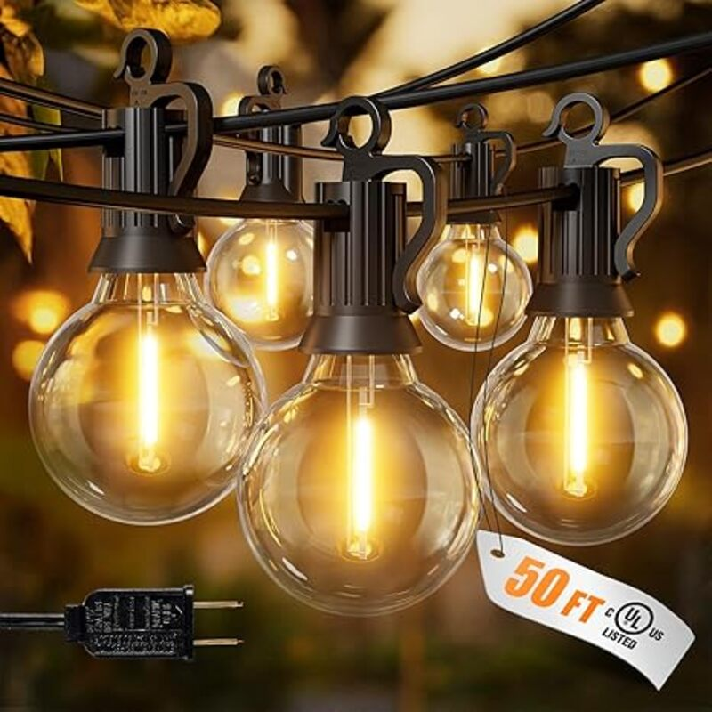 Brightown Outdoor String Lights, 50FT 25 G40 Bulbs