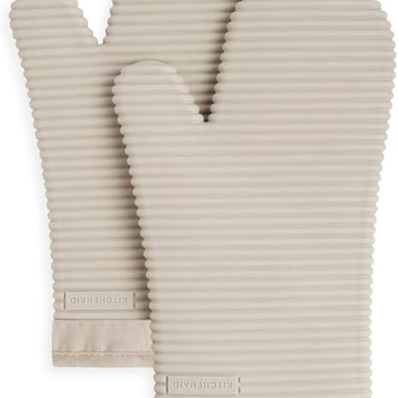 KITCHENAID Ribbed Soft Silicone Oven Mitt 2-Pack Set,