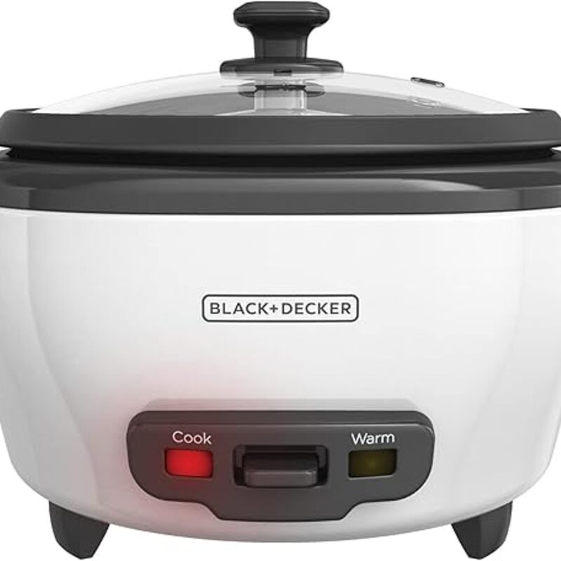 BLACK+DECKER Rice Cooker 6-Cup (Cooked) with Steaming