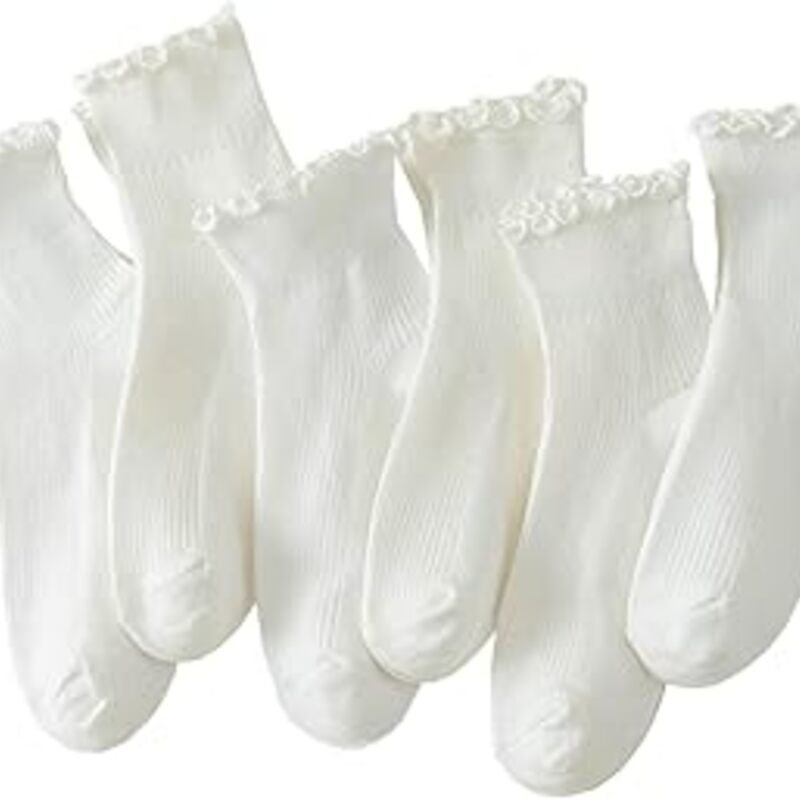 Hstyle 6 Pairs of Ruffle Socks Women, Cute Ruffle Ankle