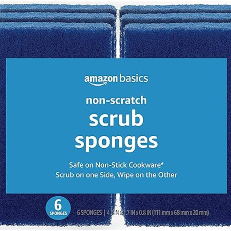 Amazon Basics Non-Scratch Scrub Sponges, Safe on Non-stick
