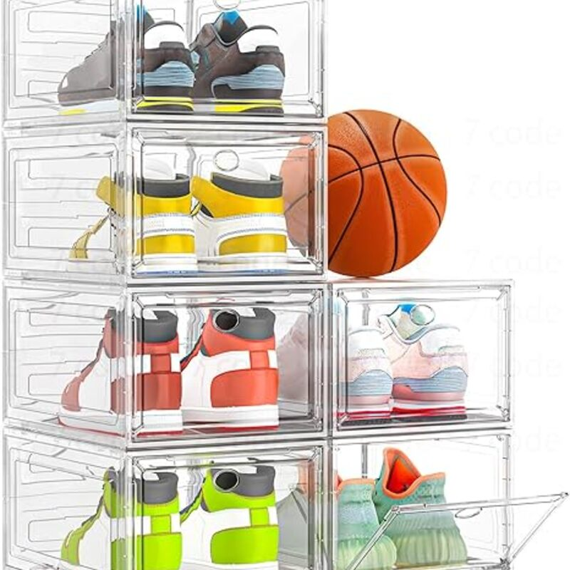 Thickened Clear Shoe Storage Organizer with Magnetic Door,