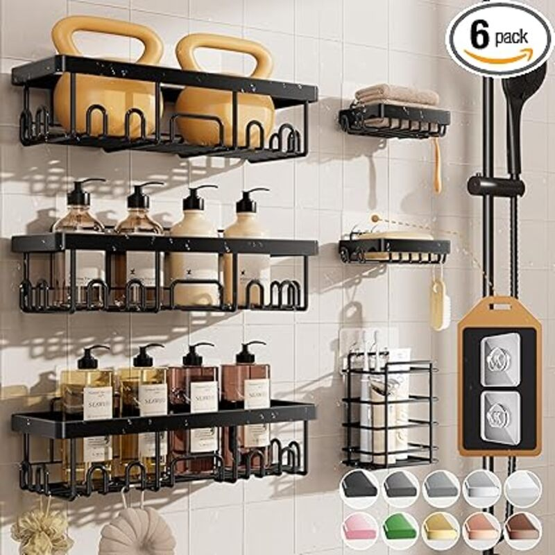 Veken Shower Caddy 6-Pack, Advanced Rustproof Design, No