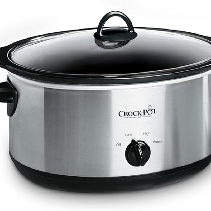 Crock-Pot 7 Quart Oval Manual Slow Cooker, Stainless Steel