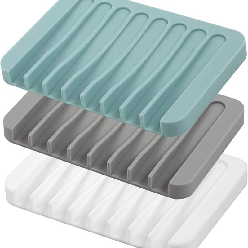Self Draining Soap Dishes, 3 Pcs Silicone Soap Saver,