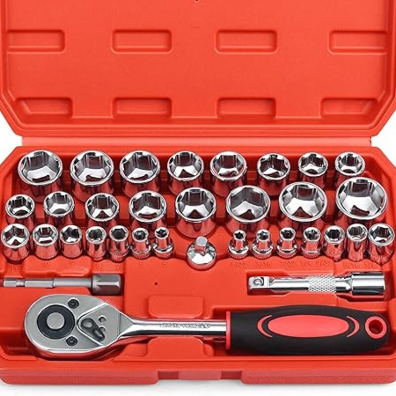 Egofine 34 Pieces 3/8 inch Drive Socket Ratchet Wrench