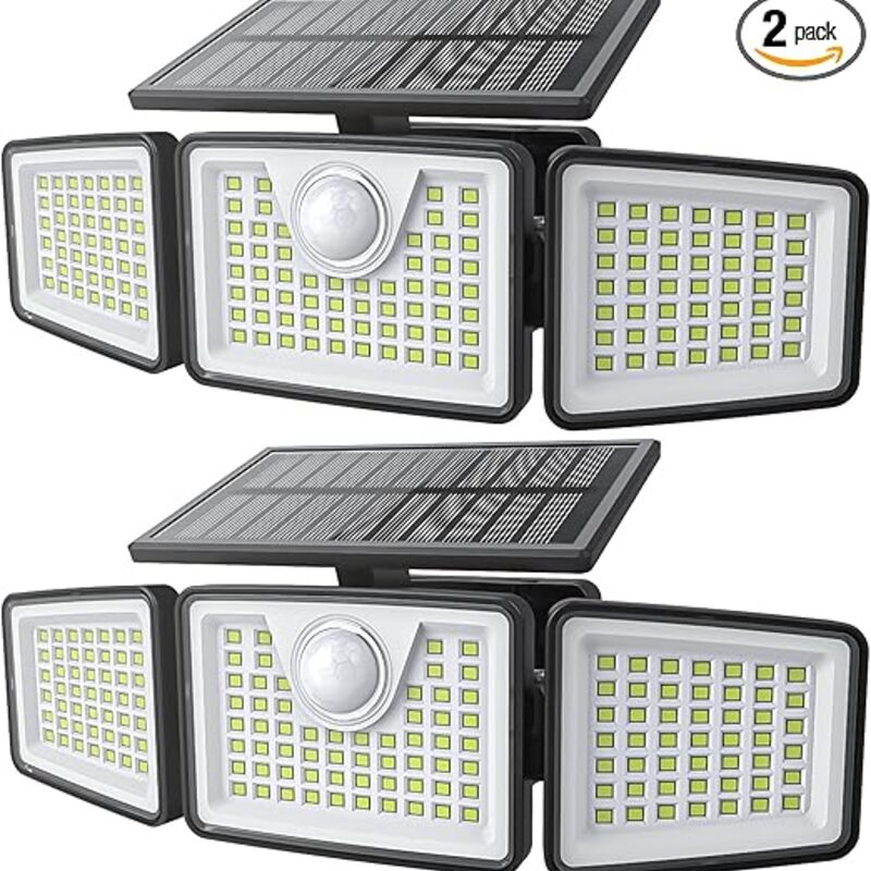 2500LM Solar Lights Outdoor with Motion Sensor,3 Head 270°