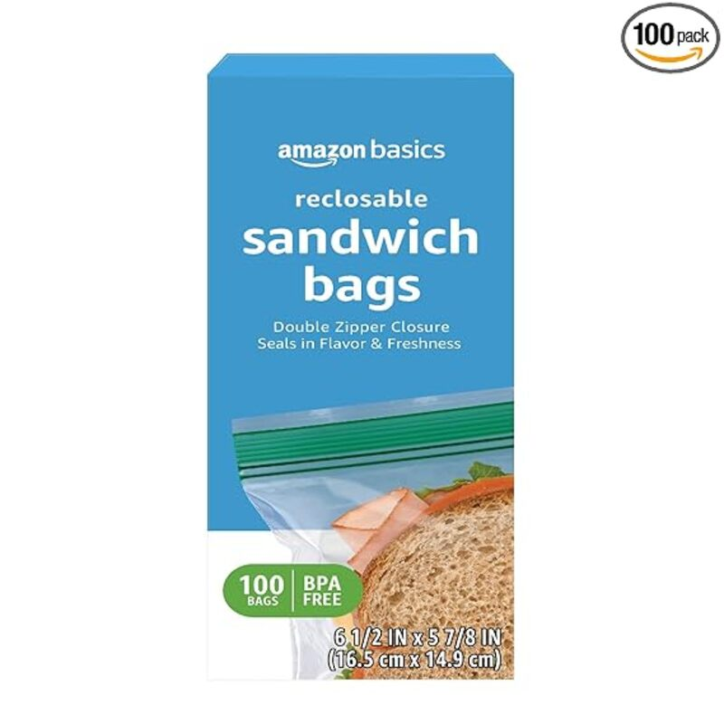 Amazon Basics Reclosable Sandwich Double Zipper Storage