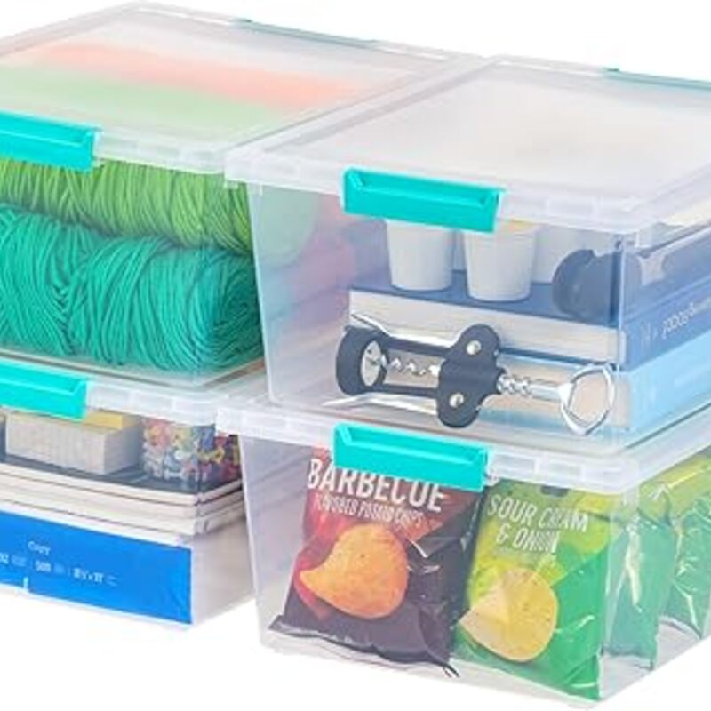 IRIS USA 12 Qt. Plastic Storage Bins Containers with Lids, 4