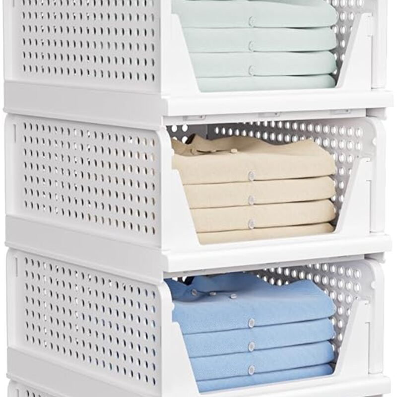 5 Pack Stackable Closet Storage Basket - Stackable Storage